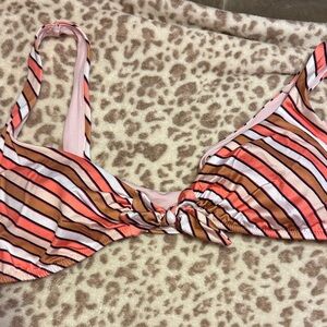 Victoria's Secret Pink and Brown Striped Bikini Top